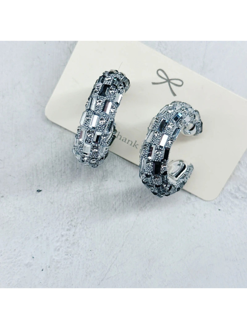 346u. Mirror Silvertone Hoops